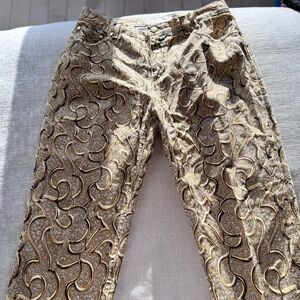 Vintage Roberto cavalli denim. Gold and brown. Glitter in the light.